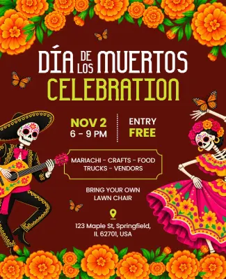 Dia De Los Muertos Celebration Event Flyer Template