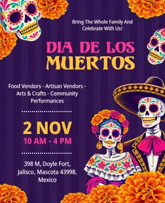 Dia De Los Muertos Celebration Flyer Template