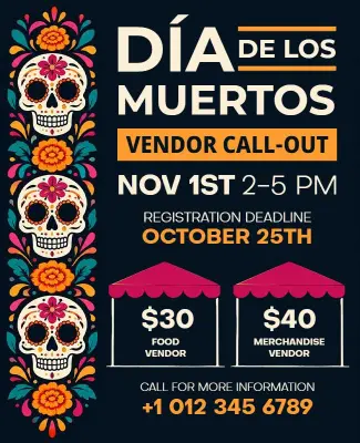 Dia De Los Muertos Vendor Call-Out Flyer Template