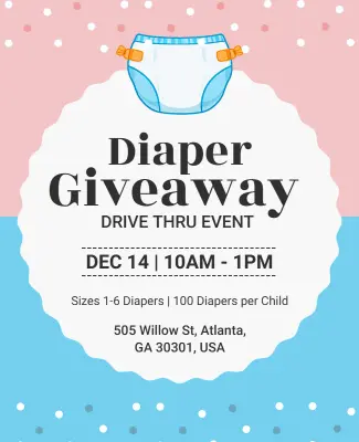 Diaper Giveaway Drive Thru Event Flyer Template