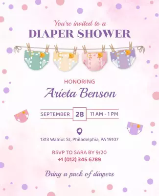 Diaper Shower Invitation Celebration Flyer Template