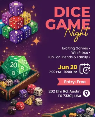 Dice Game Night Event Flyer Template