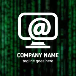 Digital Green Background with Computer Screen Website Logo Template