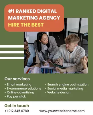 Modern Green Digital Marketing Agency Recruitment Flyer Template