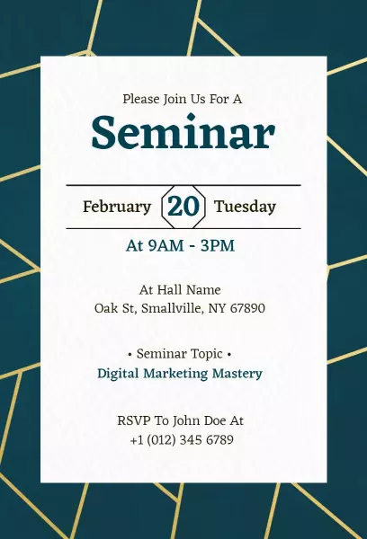 Digital Marketing Mastery Educational Seminar Invitation Template