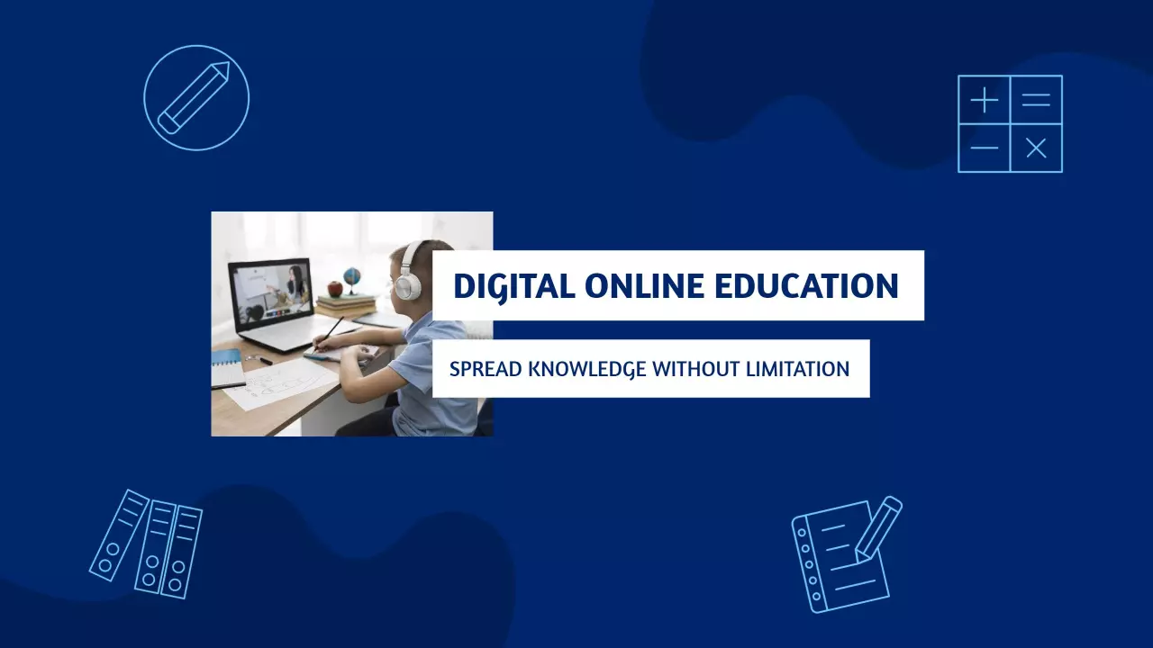 Digital Online Education with Blue Background YouTube Banner Template