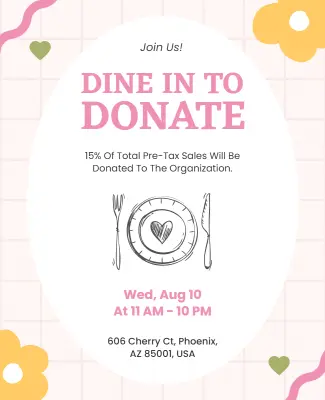 Dine to Donate Charity Promotion Poster Template