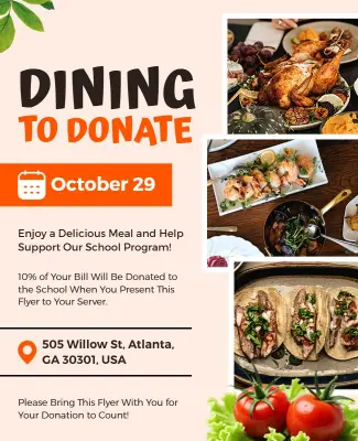 Dining to Donate Charity Event Flyer Template