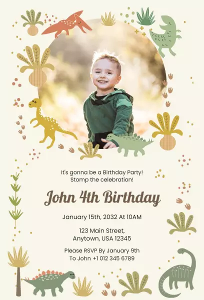 Dinosaur Adventure Epic Birthday Celebration Invitation Template
