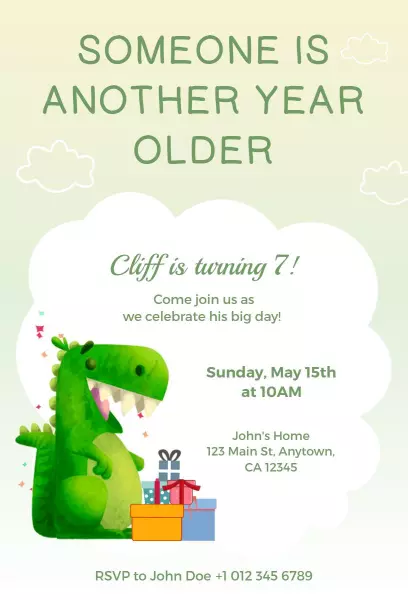 Dinosaur Adventure Fun Birthday Celebration Invitation Template