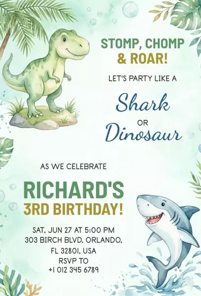 Dinosaur Adventure Thrilling Birthday Celebration Invitation Template