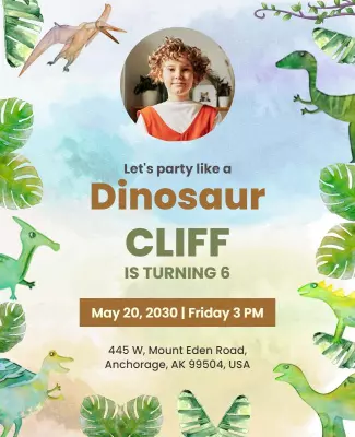 Dinosaur Theme Kids Birthday Party Flyer Template