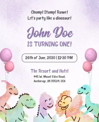 Dinosaur Themed First Birthday Party Flyer Template