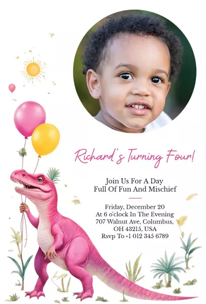 Dinosaur Themed Fun Birthday Celebration Invitation Template