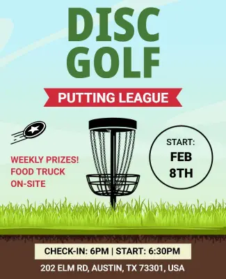 Disc Golf Putting League Event Flyer Template