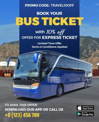 Discounted Express Bus Ticket Offer Flyer Template