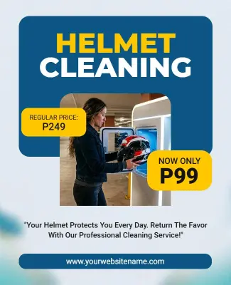 Discounted Helmet Cleaning Offer Flyer Template