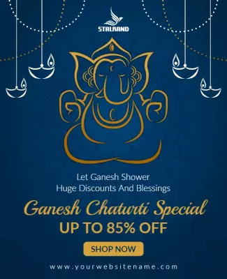 Divine Blue Ganesh Chaturthi Festival Discount Poster Template