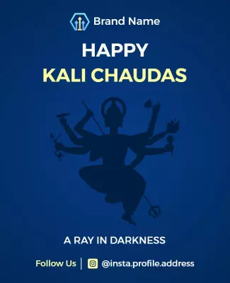 Divine Dark Blue Kali Chaudas Celebration Poster Template
