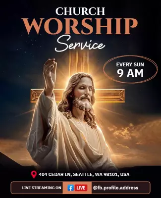 Divine Ethereal Church Worship Service Announcement Poster Template