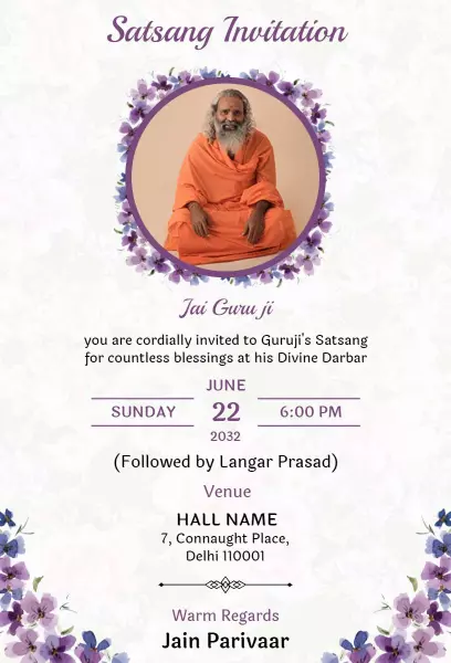 Divine Satsang Blessings Pooja Invitation Template