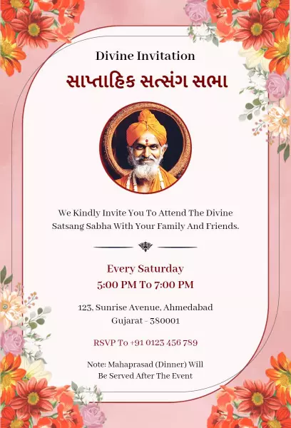 Divine Satsang Sabha Spiritual Gathering Pooja Invitation Template