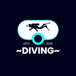 Diving Silhouette Against Dark Background for Enthusiasts Logo Template