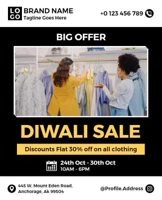 Diwali Clothing Sale Discount Flyer Template