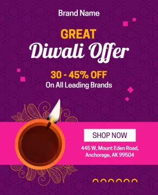 Diwali Discount Offer Promotional Flyer Template