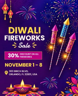Diwali Fireworks Sale Celebration Poster Template