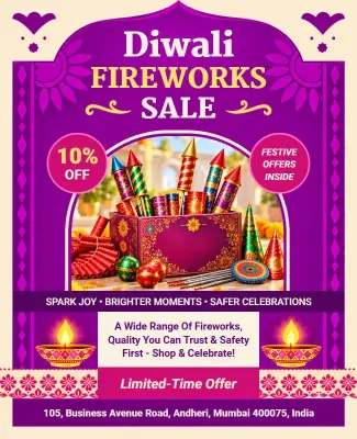 Diwali Fireworks Sale Promotional Flyer Template