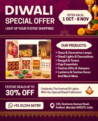Diwali Special Offer Shopping Flyer Template