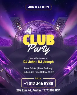 DJ Club Party Event Flyer Template