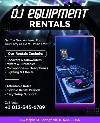 DJ Equipment Rental Services Flyer Template