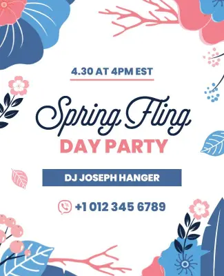 DJ Event Celebration Spring Fling Day Party Flyer Template
