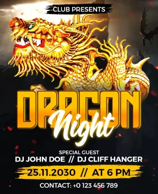 Dj Event Dragon Night Club Flyer Template