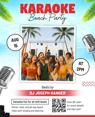 DJ Music Karaoke Beach Party Event Flyer Template