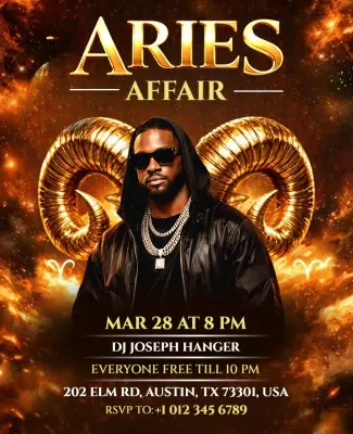 DJ Night Aries Affair Flyer Template