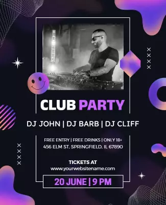 Vibrant Purple Music Event Club Party Flyer Template