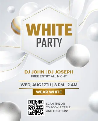 DJ Night Club White Party Flyer Template