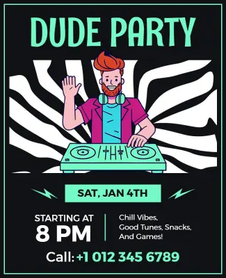 DJ Night Dude Party Event Flyer Template