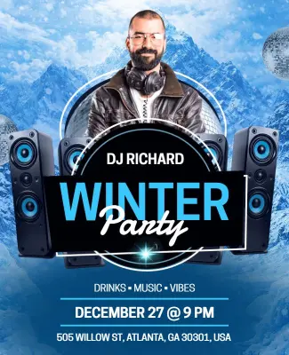 DJ Winter Party Event Poster Template