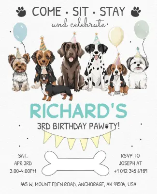 Dog Birthday Party Celebration Invitation Flyer Template