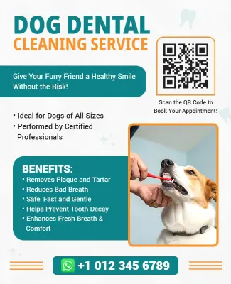 Dog Dental Cleaning Service Promotion Flyer Template