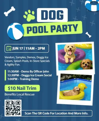 Dog Pool Party Event Flyer Template