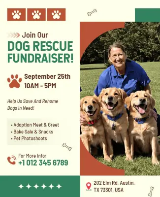 Dog Rescue Fundraiser Event Flyer Template