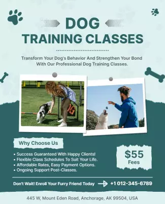 Dog Training Classes Promotional Flyer Template