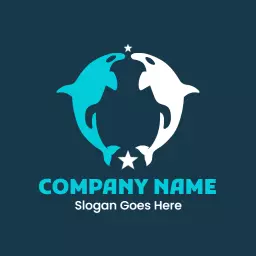 Dolphin Silhouettes Swimming Together Representing Fishing Logo Template
