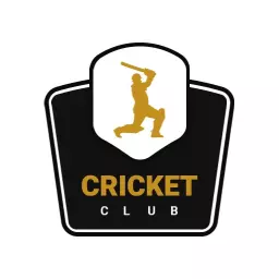 Dominant Black Color and Gold Player Icon Cricket Team Logo Template