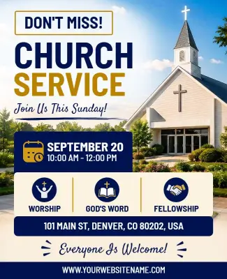 Don't Miss Sunday Church Service Flyer Template